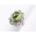 A Lovely Peridot Boho Ring in Sterling Silver.