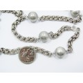A Gorgeous Long Inter Linking Ball Necklace in Sterling Silver