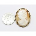 A Gorgeous Gold Tone Vintage Carved Cameo Brooch