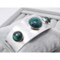 A Gorgeous Chunky Cuff Bangle With Eilat Stones in ISREAL Silver