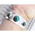 A Gorgeous Chunky Cuff Bangle With Eilat Stones in ISREAL Silver