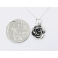A Very Pretty Rose Pendant On Chain in Sterling Silver