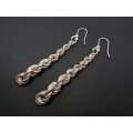 A Stunning Pair of Graduating Chain Dangling Earrings in Sterling Silver
