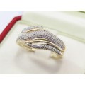 Beautiful Wavy Design 9CT Gold Ring with Diamonds