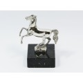 Vintage Solid Silver Cast Horse Figurine on Granite Base