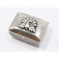 A Gorgeous Vintage  Peacock Design Pill Box In 800  Silver