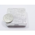 A Beautiful Textured Dutch  Square Pill Box in Sterling Silver