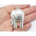 A Lovely Large Puffy Elephant Pendant  Sterling Silver