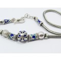A Gorgeous Weighty Eastern Design  Necklace With an Enamel Inlay in Sterling Silver.