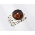 A Gorgeous Cabochon Honey Citrine Ring in Sterling Silver.