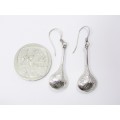 A Beautiful Pair of Vintage Design Engraved Earrings in Sterling Silver
