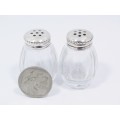 Vintage Novelty Sterling Silver & Glass Salt/Pepper Pots