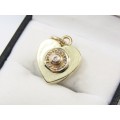 Stunning! Vintage 9CT Gold Heart Pendant/Charm with Diamonds