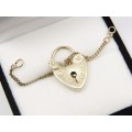 Vintage 9CT Gold Padlock with Safety Chain