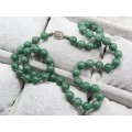 A Gorgeous String Of Adventurine Beads With a Oriental Vintage Clasp in Sterling Silver