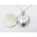 A Gorgeous Vintage Design Marcasite Heart Locket on Chain in Sterling Silver.