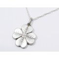 A Lovely Four Leaf Clover Pendant on Chain in Sterling Silver.