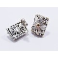 A Gorgeous Pair of Filigree Two Tone Earrings in Sterling Silver and 18ct Gold