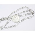 A lovely Weighty Long Flat link Necklace in Sterling Silver.