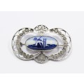 A Stunning Vintage Delft Brooch in Silver