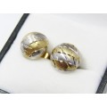 A Stunning Pair of Two Tone Earrings with a Texture Finish in 9ct Gold