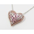 Beautiful! 18CT Rose Gold Heart with Diamonds & Pink Sapphires