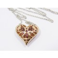 Beautiful! 18CT Rose Gold Heart with Diamonds & Pink Sapphires