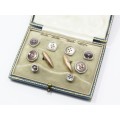 Set of Antique/Vintage Mother of Pearl Buttons, Cufflinks, Studs in Original Case