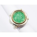 A Gorgeous Huge Jade Two Tone Ring in Sterling Silver and 9ct Gold