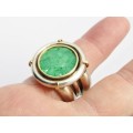 A Gorgeous Huge Jade Two Tone Ring in Sterling Silver and 9ct Gold