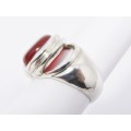 A Stunning Chunky Carnelian Design Ring in Sterling Silver