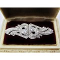 Exquisite! Art Deco 18CT & Diamond Double Clip Brooch
