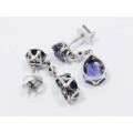 Stunning! Pair of 18CT White Gold & Iolite Drop Earrings