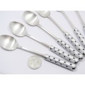 Beautiful Eastern Design Solid Silver & Enameled Tea Spoon Set