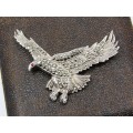 An Amazing Medium Size Eagle in Flight Brooch With Marcasite`s in Sterling Silver