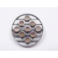 A Stunning Modernist Style Brooch With Rose Quartz stones in Silver.
