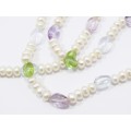 A String of Fresh Water Pearls and Gemstones With a Sterling Silver Clasp