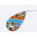 A Stunning Huge millefiori Style  Pendant On Chain in Sterling Silver