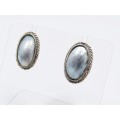 A Gorgeous Pair of Oval Shell Earrings in Sterling Silver