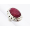 A Gorgeous Chunky Facetted Opaque Ruby Ring in Sterling Silver