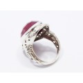 A Gorgeous Chunky Facetted Opaque Ruby Ring in Sterling Silver