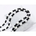 A Freshwater Pearls and Black Jet Beads With a Sterling Silver Clasp