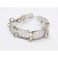 A Lovely Broad Two Tone  Mesh Design Bracelet in Sterling Silver.