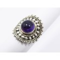 A Lovely Chunky Cabochon Amethyst Ring in Sterling Silver.