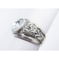 A Lovely Swarovski style gemstone ring i in Sterling Silver