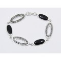 A Stunning Black In lay And Marcasite Bracelet in Sterling Silver