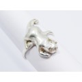 A Lovely Detailed Cat Ring in Sterling Silver