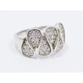 A Gorgeous Swirl Design Ring Encrusted with Tiny Zirconia`s in Sterling Silver