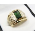 Stunning! Vintage 9CT Gold Tourmaline & Diamond Ring