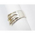 A Stunning Rolled Gold On Sterling Silver Cross Over Design Ring With Tiny Zirconia`s